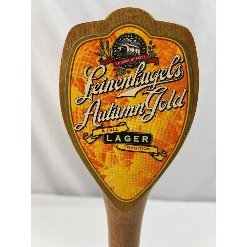 Leinenkugels Autumn Gold Lager Wood Beer Tap Handle Vintage Wisconsin Breweriana